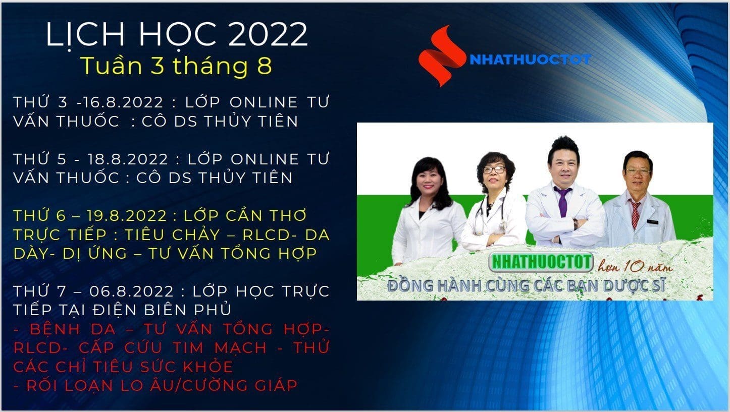 Lịch học của Nhà Thuốc Tốt